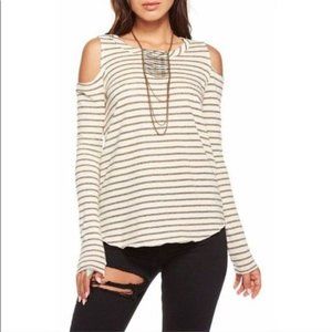 Chaser Cold Shoulder Metallic Stripe Top